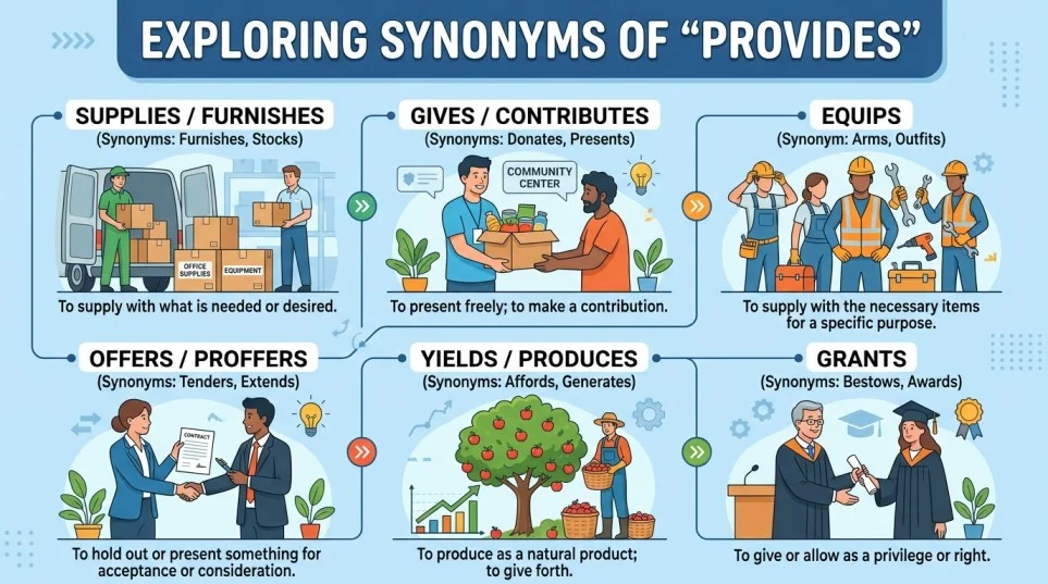 Synonyms of Provides