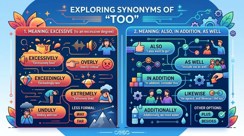 Synonyms of Too