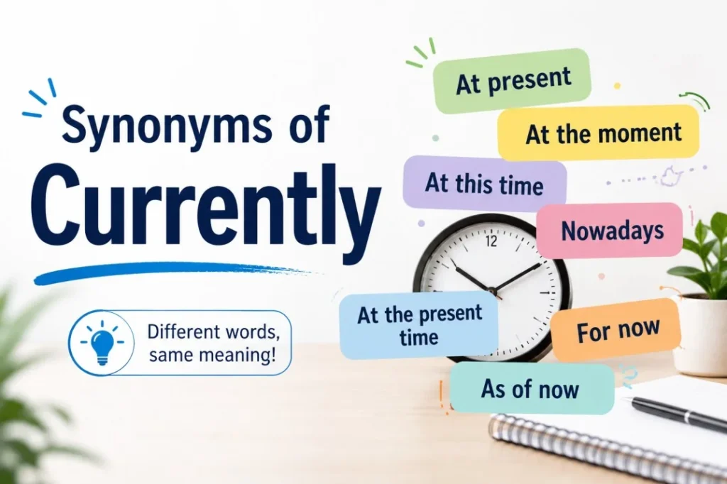 Synonyms of Currently
